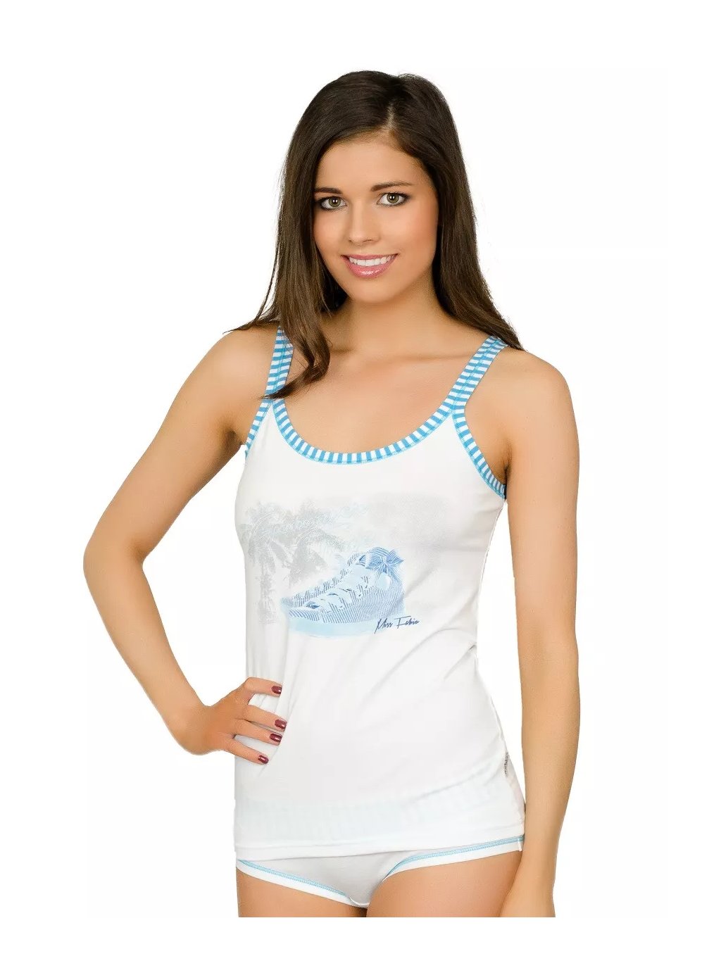 Dámská košilka 52/1-30/D181 s obrázkem boty Fabio (Barva/Velikost <img KodProduktu="2152130181H">bílá / L/XL)