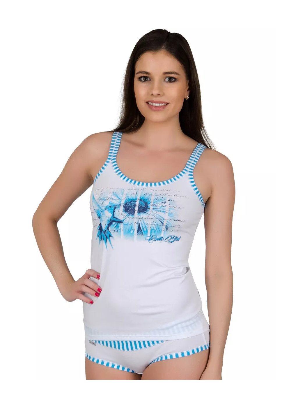 Dámská košilka 52/1-30/D190 s obrázkem kolibříka Fabio (Barva/Velikost <img KodProduktu="2152130190H">bílá / L/XL)