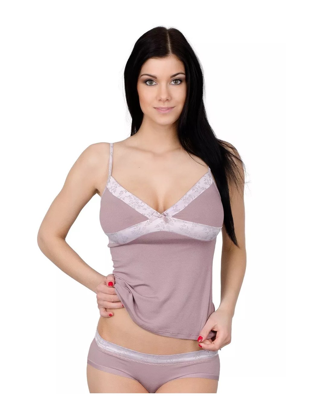 Dámská košilka 54/9-37 na úzká ramínka s jemným saténem Fabio (Barva/Velikost <img KodProduktu="2154937H">růžová světlá / L/XL)