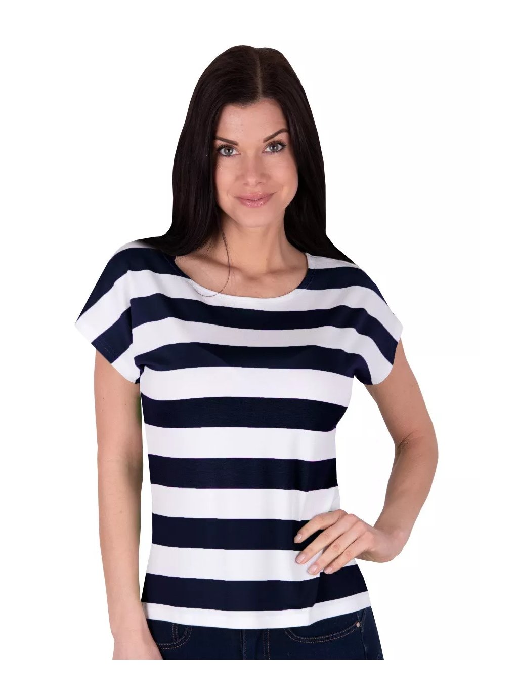 Dámské vzorované tričko Kiti proužek Babell (Barva/Velikost <img KodProduktu="35146012pH">zelená / XXL/3XL)