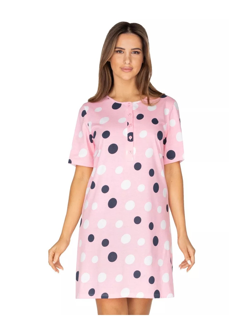 Dámská vzorovaná noční košile 416/21 REGINA (Barva/Velikost <img KodProduktu="3841621H">růžová (pink) / M)