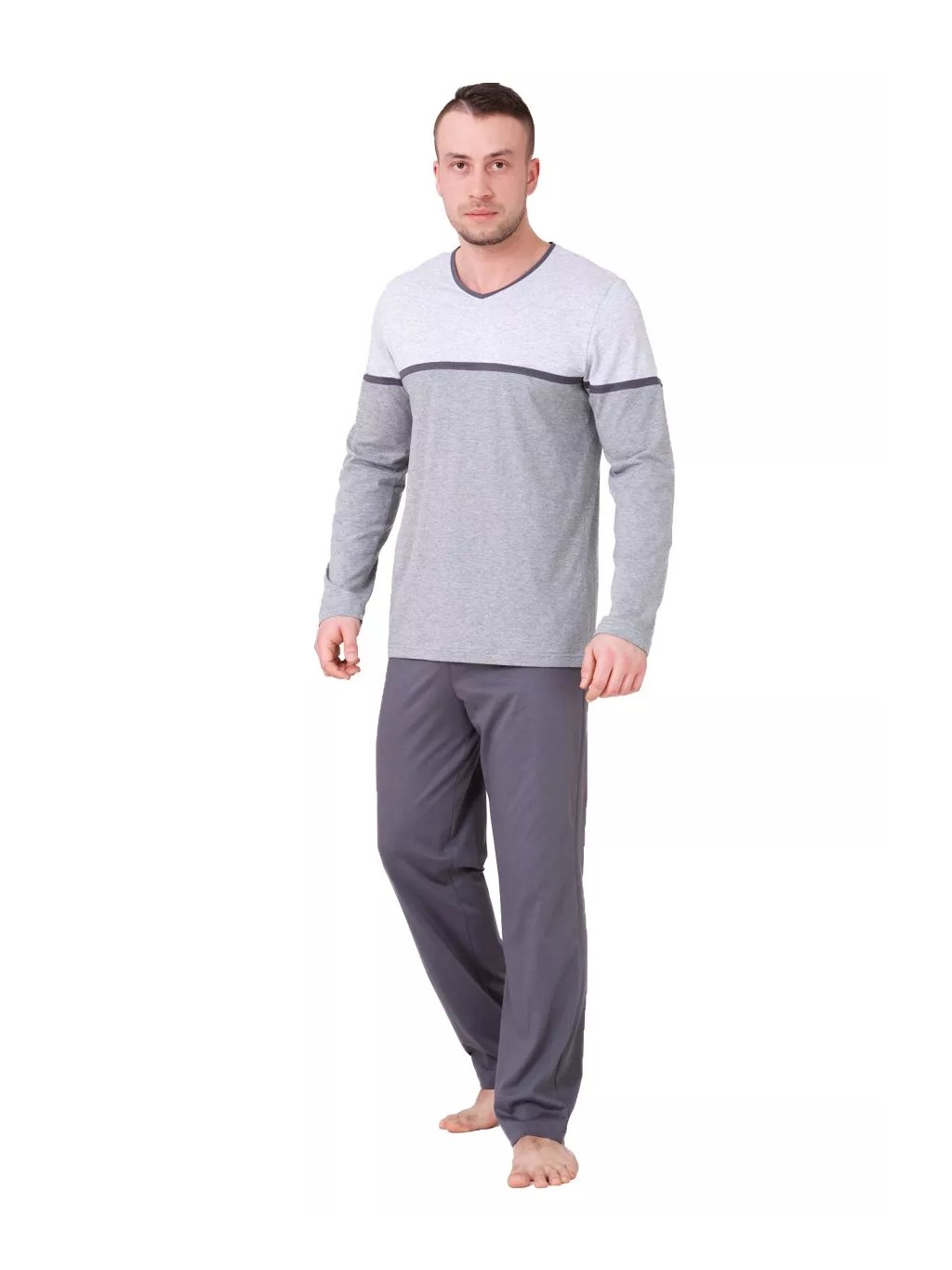 Pánské pyžamo Gaspar 541/01 HOTBERG (Barva/Velikost <img KodProduktu="4054101H">šedá melír / XXL)