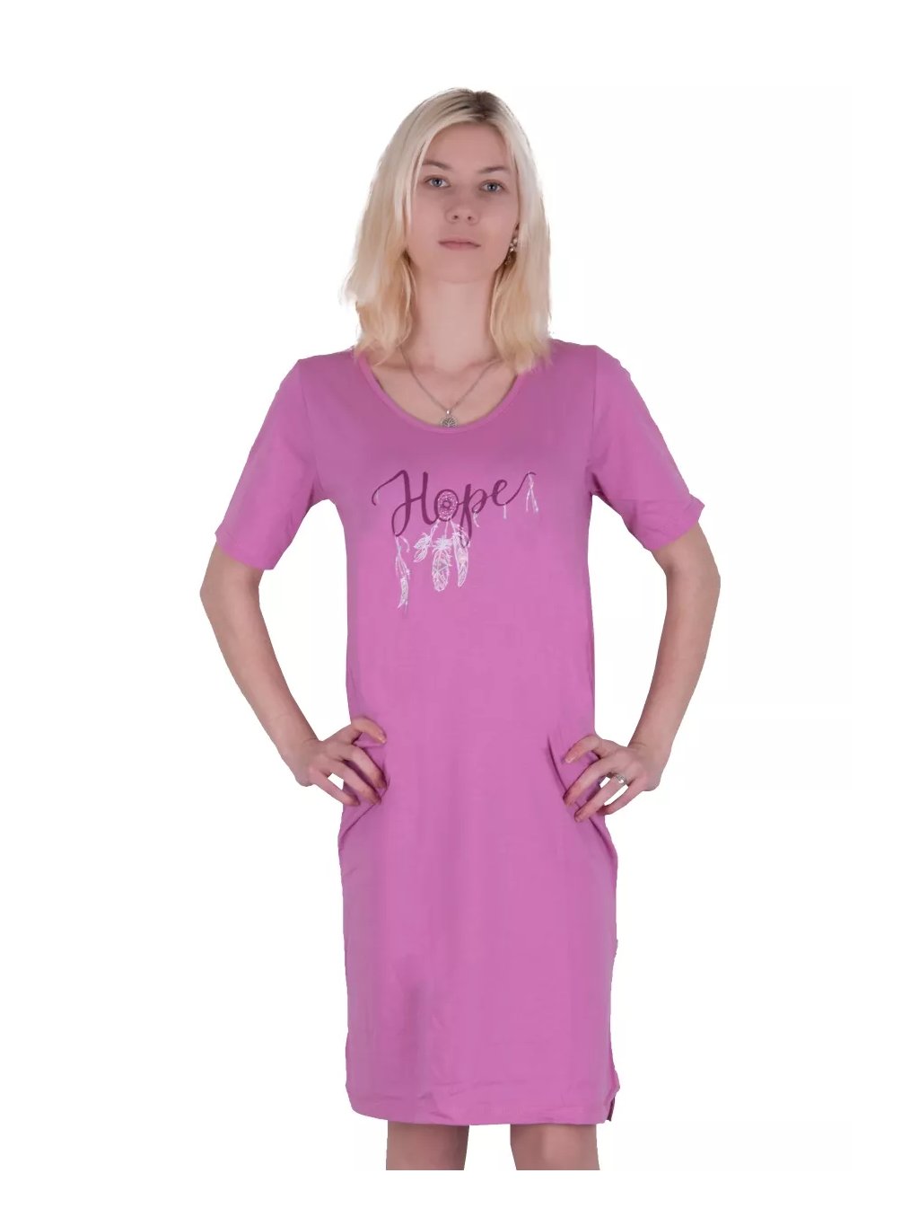 Dámská jednobarevná noční košile Bella 2293/94 TARO (Barva/Velikost <img KodProduktu="04229394H">lila (fialová) / M)