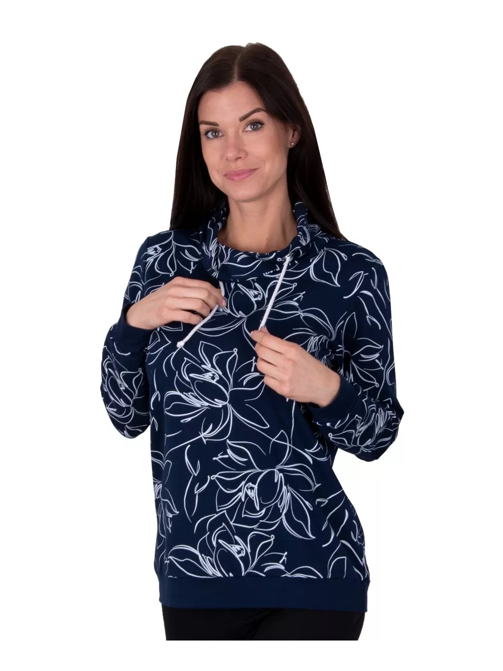 Dámská vzorovaná mikina 1187 granát Hajdan (Barva/Velikost <img KodProduktu="11118702H">granát (modrá) / XXL/3XL)