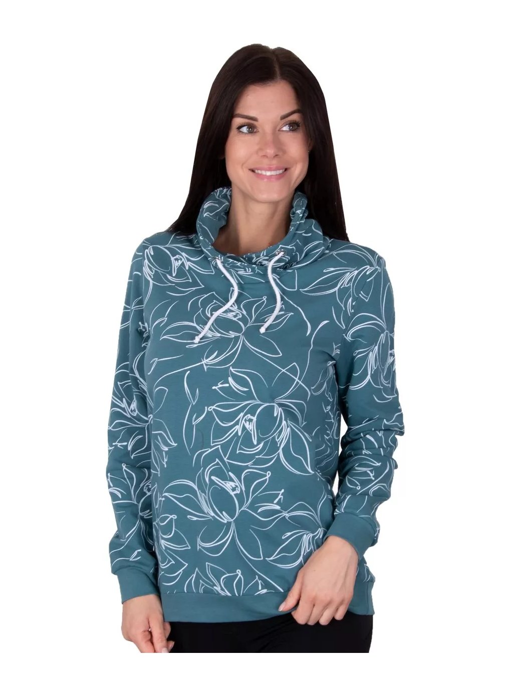 Dámská vzorovaná mikina 1187 aqua Hajdan (Barva/Velikost <img KodProduktu="11118703H">mořská světlá / XS/S)