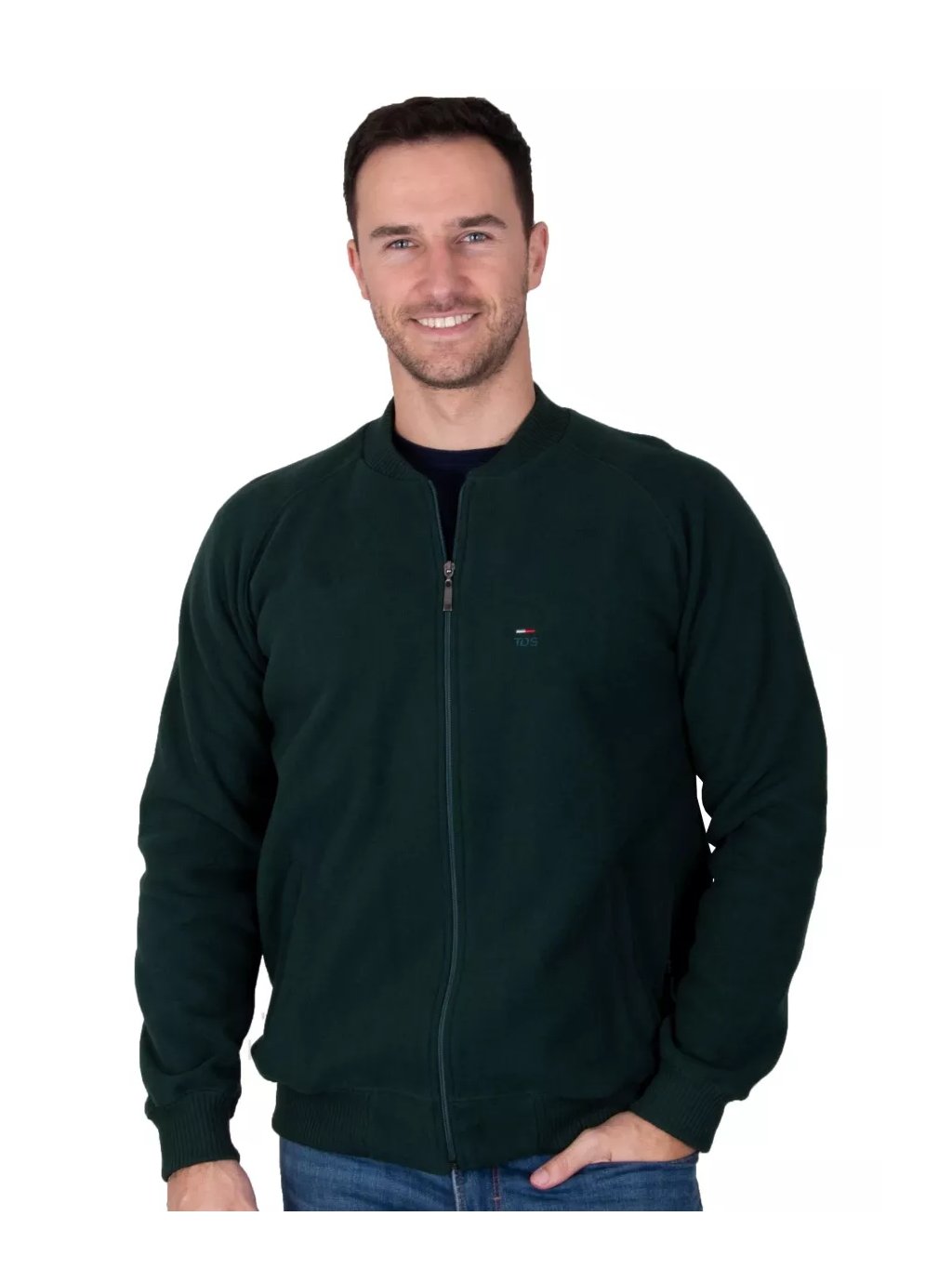 Pánská svetrová mikina 750 TDS – Stylová mikina na zip (Barva/Velikost <img KodProduktu="22750H">zelená lahvová / 3XL/4XL)
