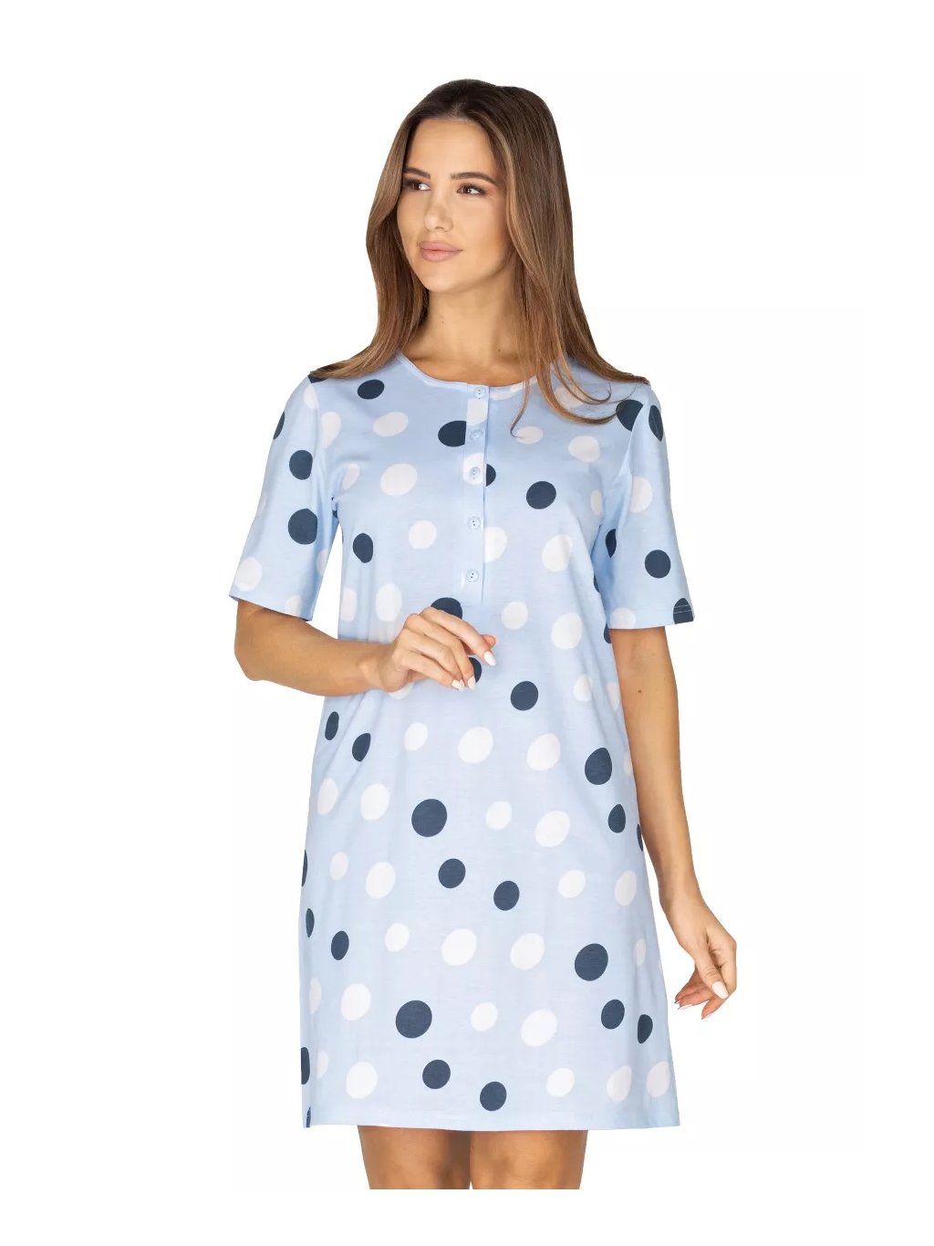 Dámská vzorovaná noční košile 416/22 REGINA (Barva/Velikost <img KodProduktu="3841622H">modrá světlá / 3XL)