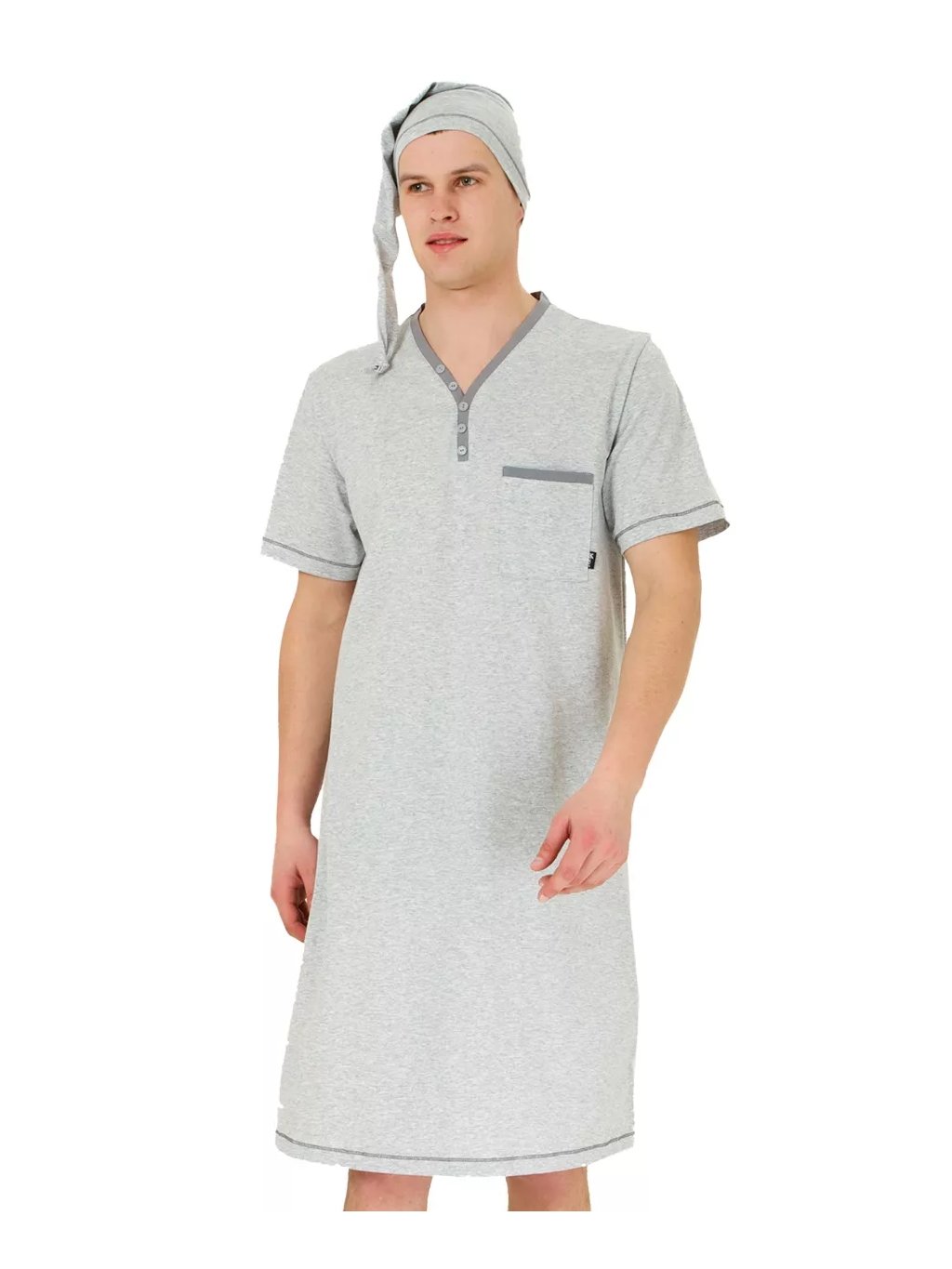 Pánská noční košile Bonifacy 357/03 HOTBERG (Barva/Velikost <img KodProduktu="4035703H">světlý melír / M)