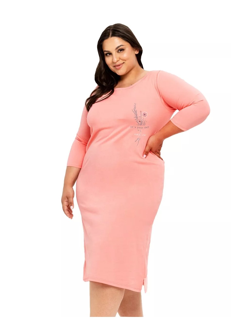 Dámská noční košile nadměrné velikosti Ashley 3266/3267/41 TARO (Barva/Velikost <img KodProduktu="043266H">růžová (pink) / XXL)