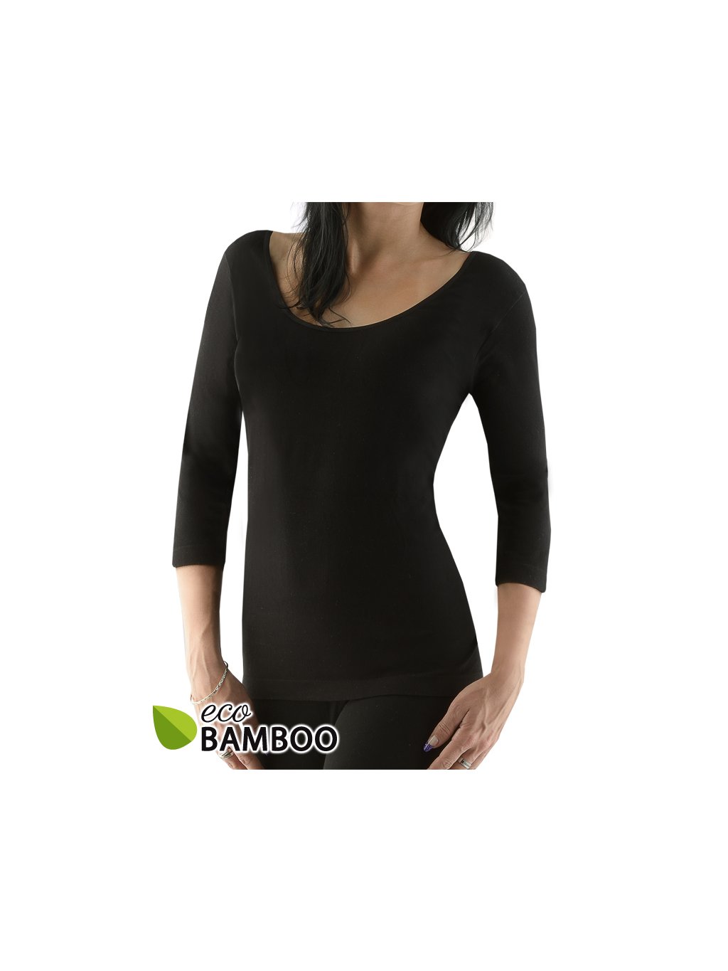 Výhodné balení 5 kusů - Bambusové tričko 3/4 rukáv 08023P (Barva/Velikost <img KodProduktu="08023P">černá / L/XL)