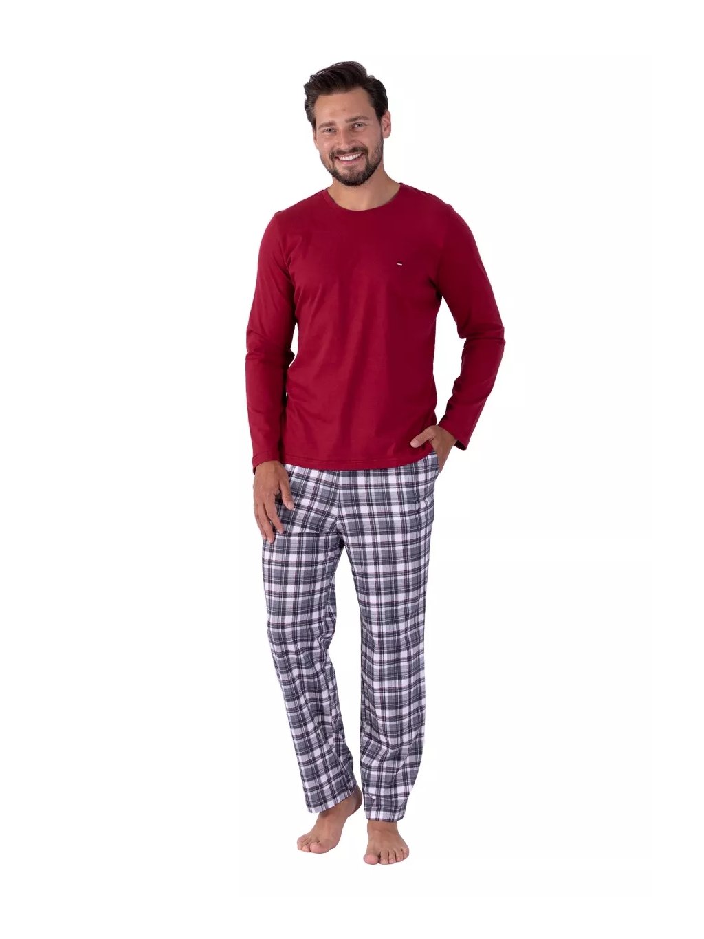 Pánské pyžamo Maksym 1474/41 HOTBERG (Barva/Velikost <img KodProduktu="40147441H">bordo (vínová) / XXL)