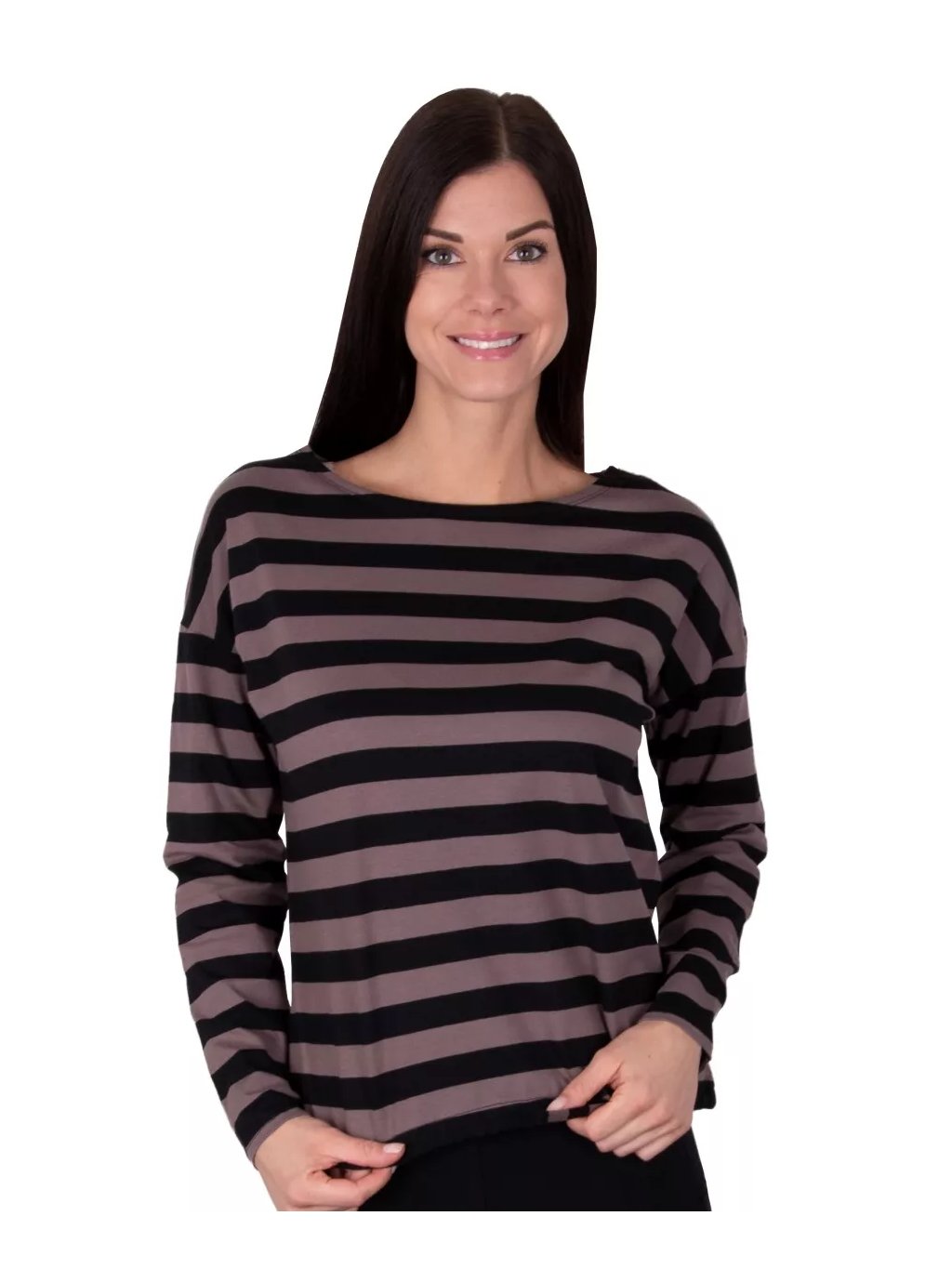 Dámské vzorované tričko Clara cappuccino Babell (Barva/Velikost <img KodProduktu="35079br75H">braz (hnědá) / XS/S)