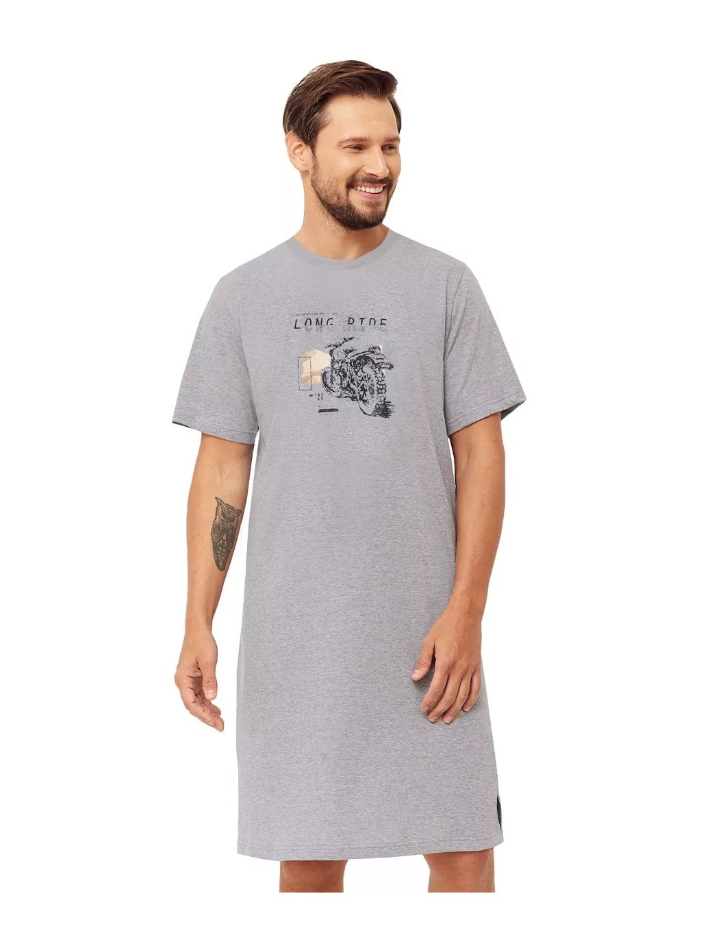 Pánská noční košile Sajmon 1533/1 – Styl & pohodlí (Barva/Velikost <img KodProduktu="40153302H">šedá melír / 4XL)