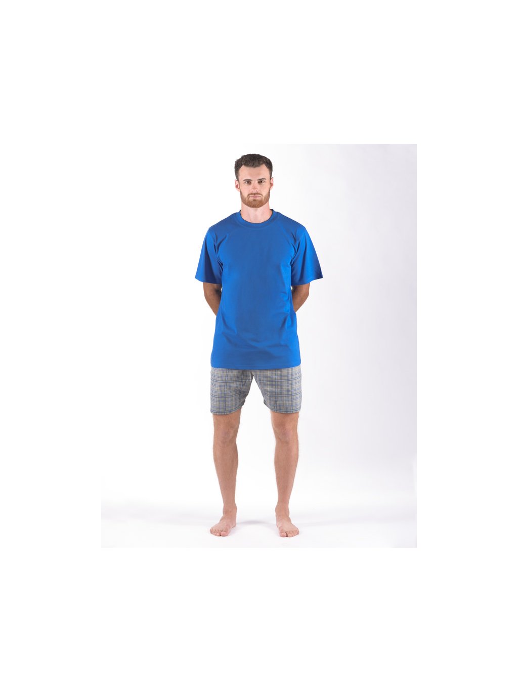 Pyžamo krátké pánské 79168P (Barva/Velikost <img KodProduktu="79168P">brandy, tm. šedá / 4XL)
