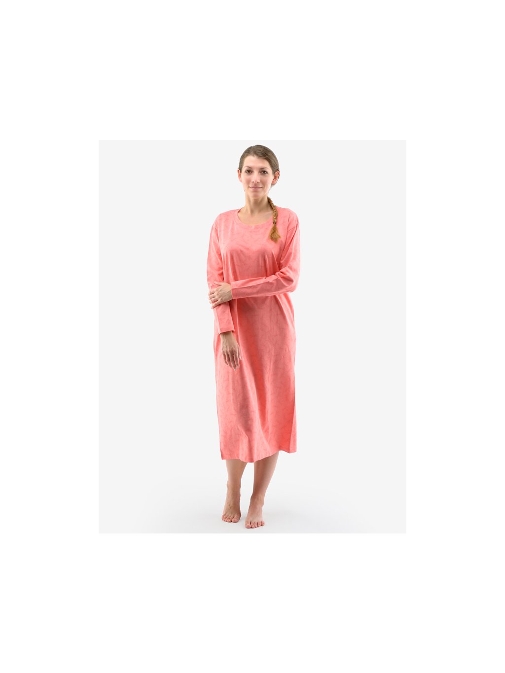 Košilka noční dámská dlouhý rukáv 19131P (Barva/Velikost <img KodProduktu="19131P">tomato, měděná / 3XL)
