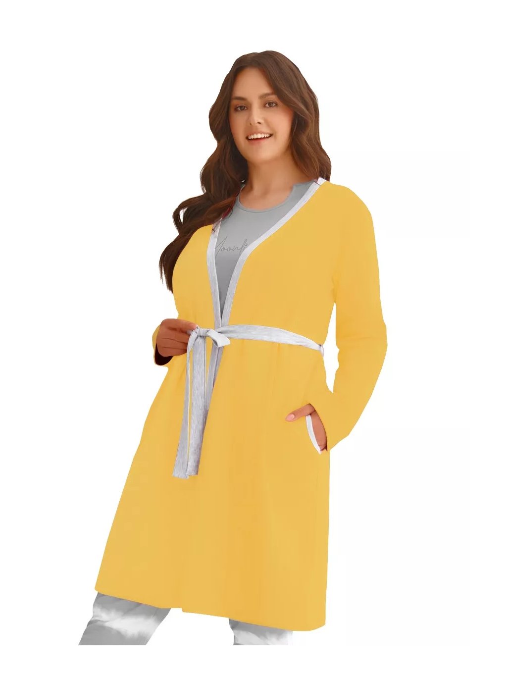 Dámský bavlněný župan nadměrné velikosti Taro (Barva/Velikost <img KodProduktu="04261413H">žlutá tmavá / XL/XXL)