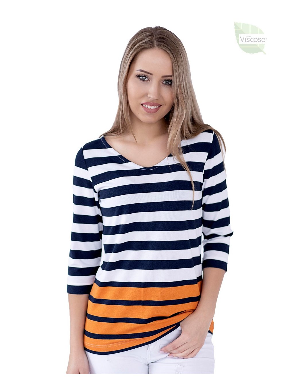 Dámská halenka 1090 se vzorem barevných pruhů Hajdan (Barva/Velikost <img KodProduktu="111090H">oranžová / XXL)