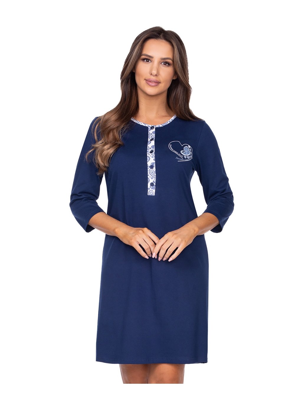 Dámská noční košile s obrázkem 091/22 Regina (Barva/Velikost <img KodProduktu="3809122H">granát (modrá) / 3XL)