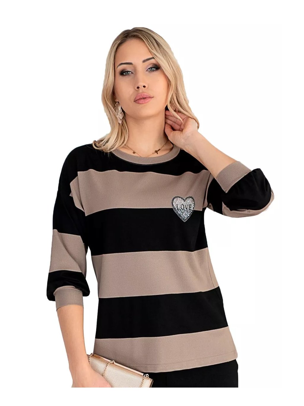 Dámská vzorovaná halenka s obrázkem1167 Hajdan (Barva/Velikost <img KodProduktu="111167H">cappucino / XS/S)