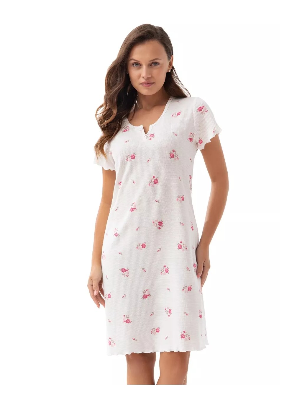 Dámská noční košile LUNA 186/51 – Bavlna, Krátký rukáv (Barva/Velikost <img KodProduktu="3718651H">bílá / 3XL)