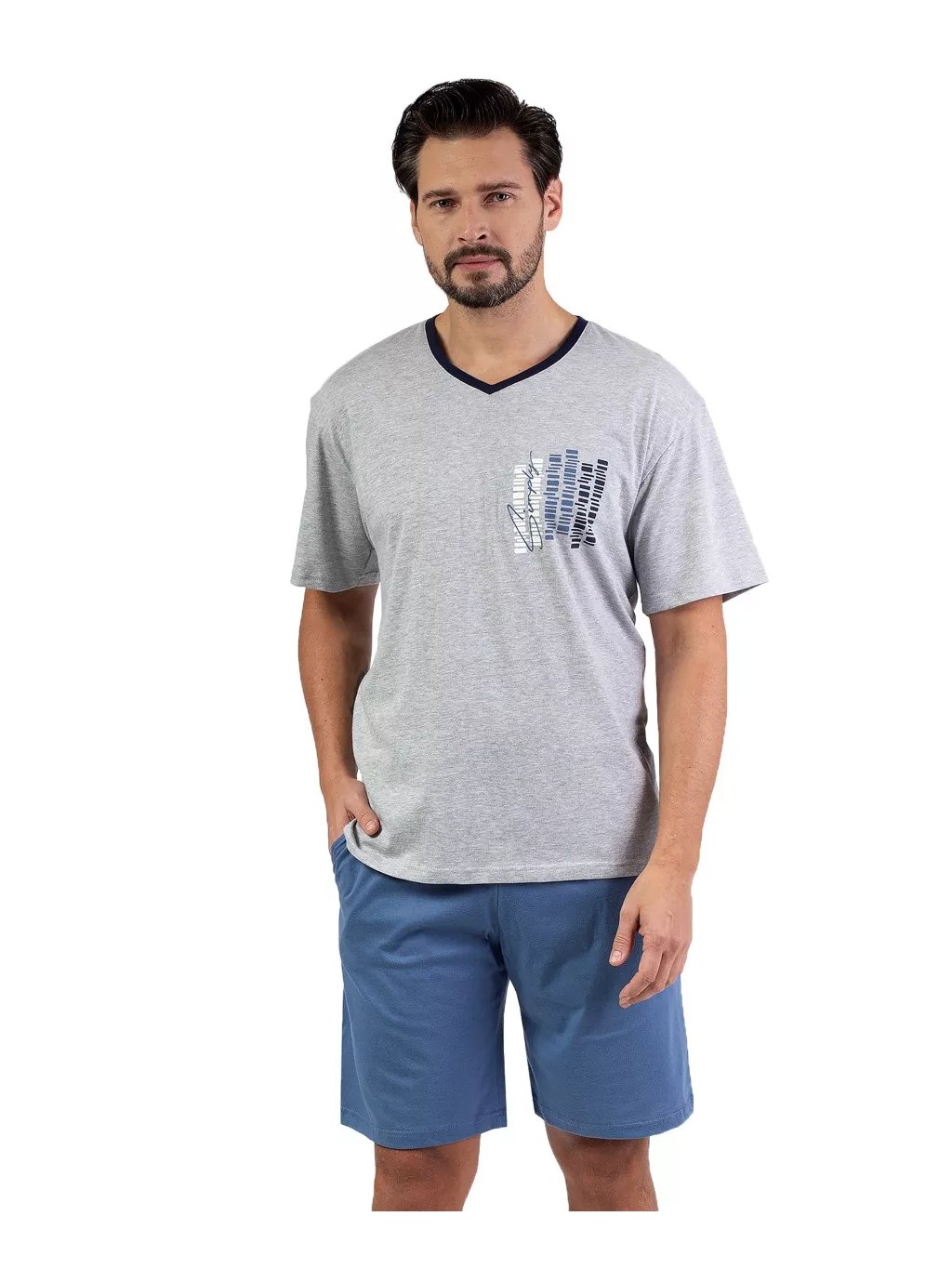 Pánské pyžamo REGINA 477/52: Pohodlné krátké kalhoty (Barva/Velikost <img KodProduktu="3847752H">šedá melír / XXL)
