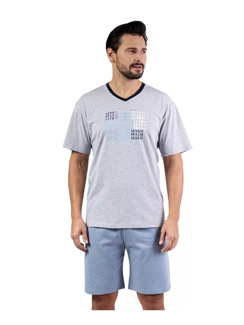 Stylové Pánské pyžamo 480/51 REGINA - Pohodlí a kvalita! (Barva/Velikost <img KodProduktu="3848051H">světlý melír / M)
