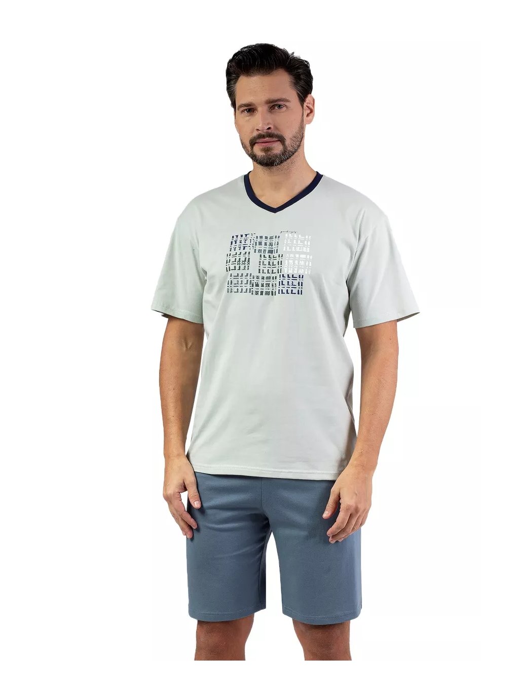 V balení 3 ks -Pánské pyžamo REGINA: Krátké kalhoty z 100% bavlny (Barva/Velikost <img KodProduktu="3848052H">zelená světlá / 3XL)