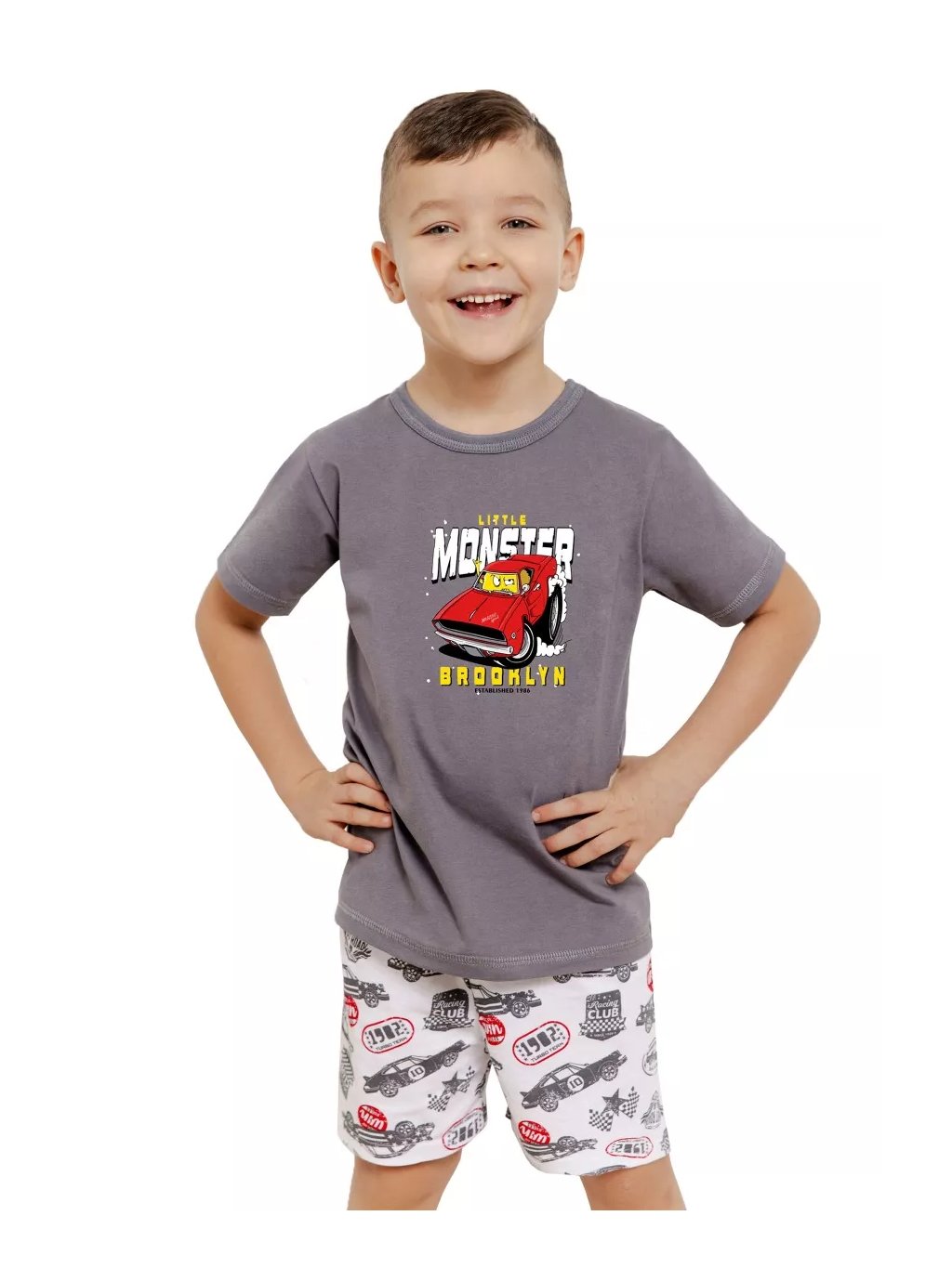 Chlapecké pyžamo Mateo 3408/3409 TARO – Pohodlí pro klidný spánek! (Barva/Velikost <img KodProduktu="04340851H">šedá / 140)