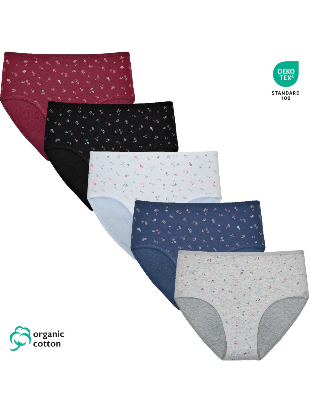 Dámské bavlněné kalhotky s květinkami Gaubert 9090 (Barva/Velikost <img KodProduktu="9090-Holland">šedý melír / XL/XXL)
