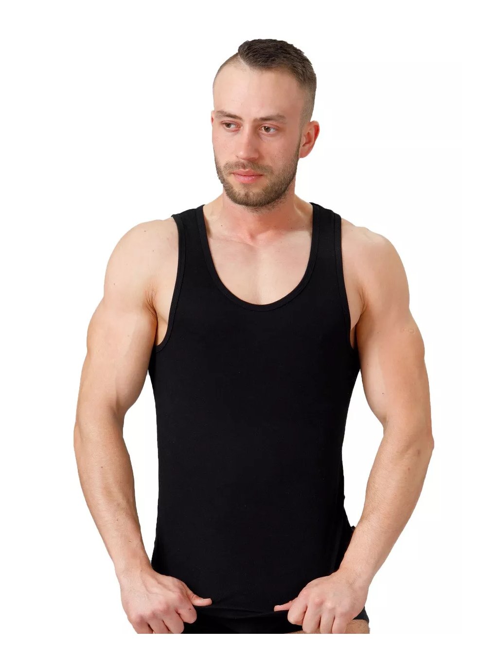 Pánské jednobarevné hladké tílko HOTBERG (Barva/Velikost <img KodProduktu="40175H">světlý melír / XXL/3XL)