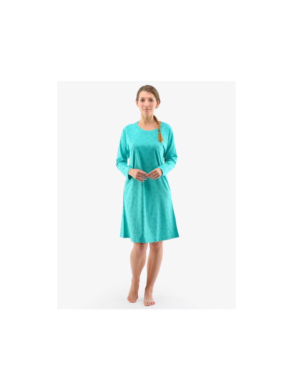 Košilka noční dámská dlouhý rukáv 19133P (Barva/Velikost <img KodProduktu="19133P">peprmint, šalvěj / XL/XXL)