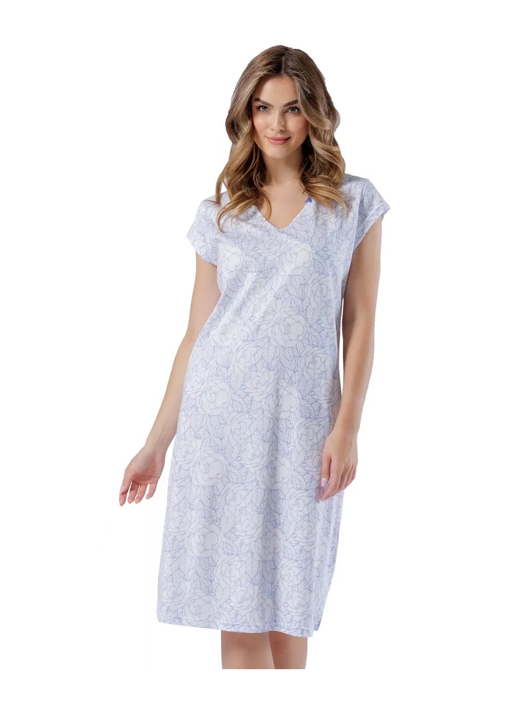 Dámská noční košile Olga 1575 – Bavlněný komfort & styl (Barva/Velikost <img KodProduktu="411575H">modrá světlá / XXL)