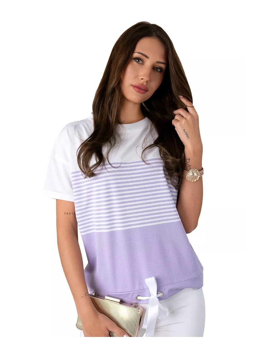 Dámská halenka 1228_09 HAJDAN – Stylový krátký rukáv (Barva/Velikost <img KodProduktu="11122809H">fialová světlá / XXL/3XL)