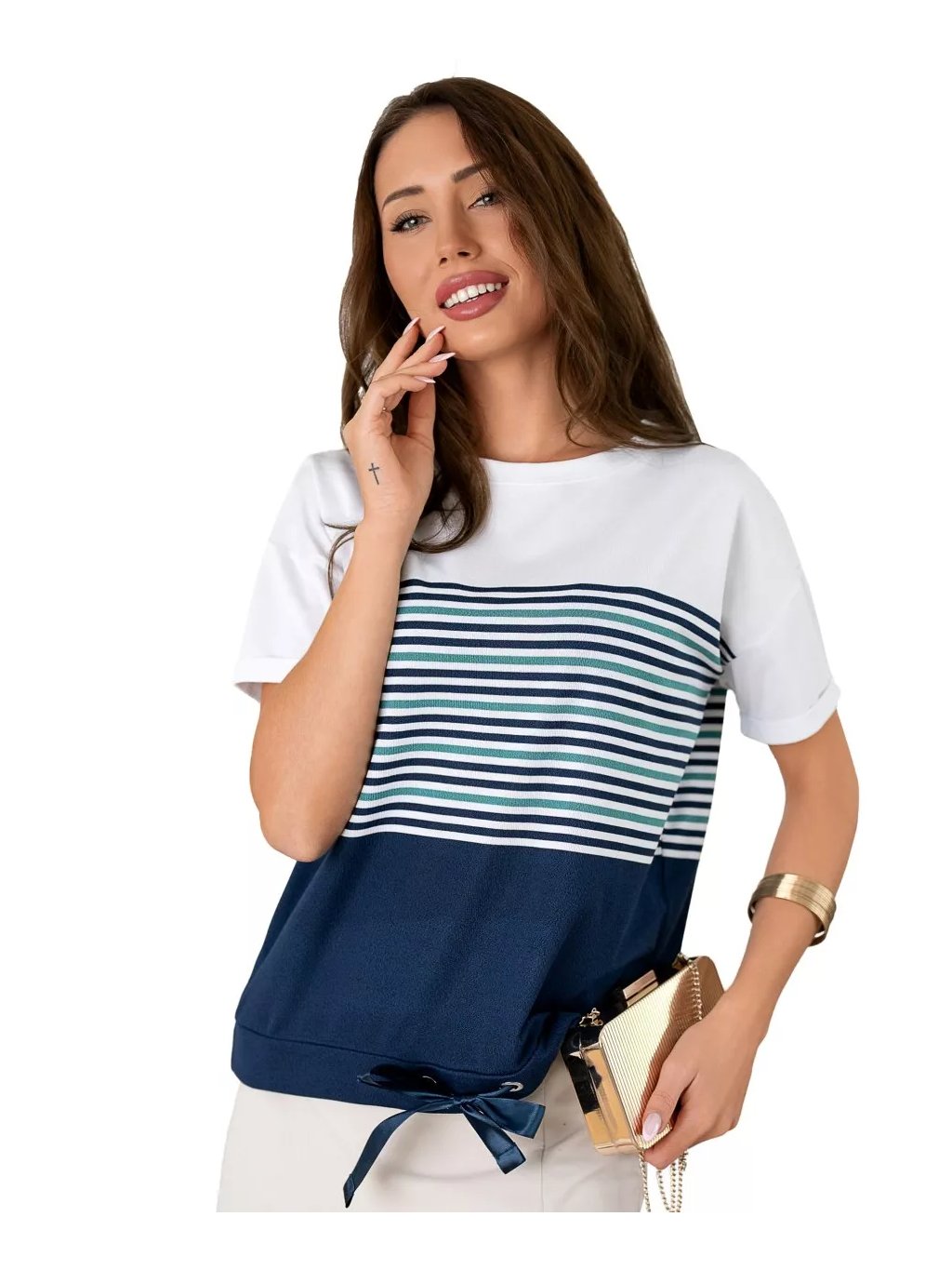Dámská halenka 1228_10 HAJDAN – Stylový krátký rukáv (Barva/Velikost <img KodProduktu="11122810H">granát (modrá) / XXL/3XL)