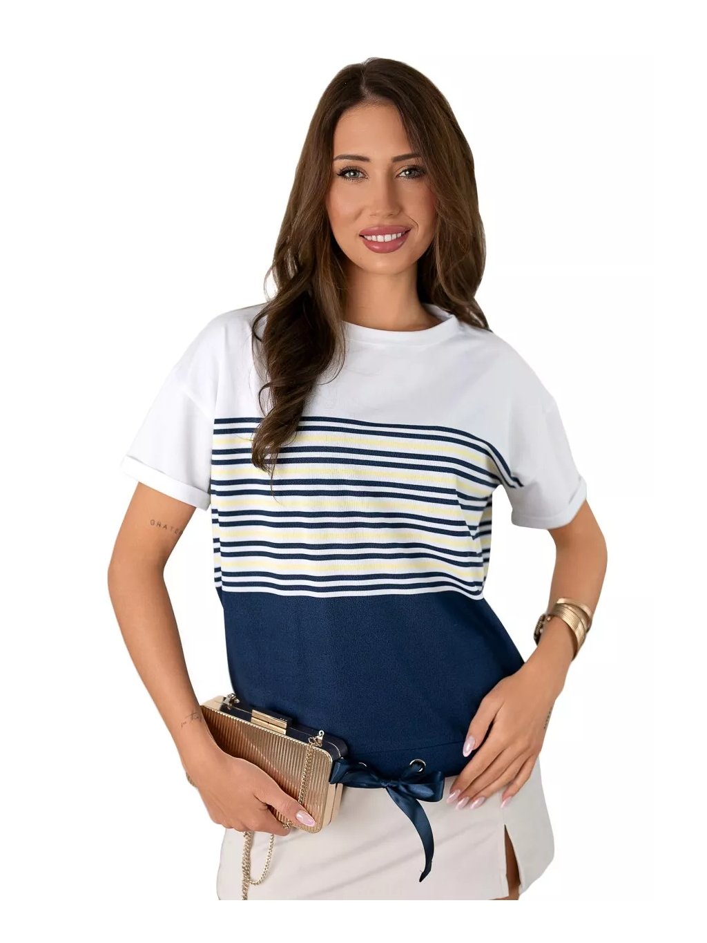 Dámská halenka 1228_11 HAJDAN – Stylový krátký rukáv (Barva/Velikost <img KodProduktu="11122811H">granát (modrá) / XXL/3XL)