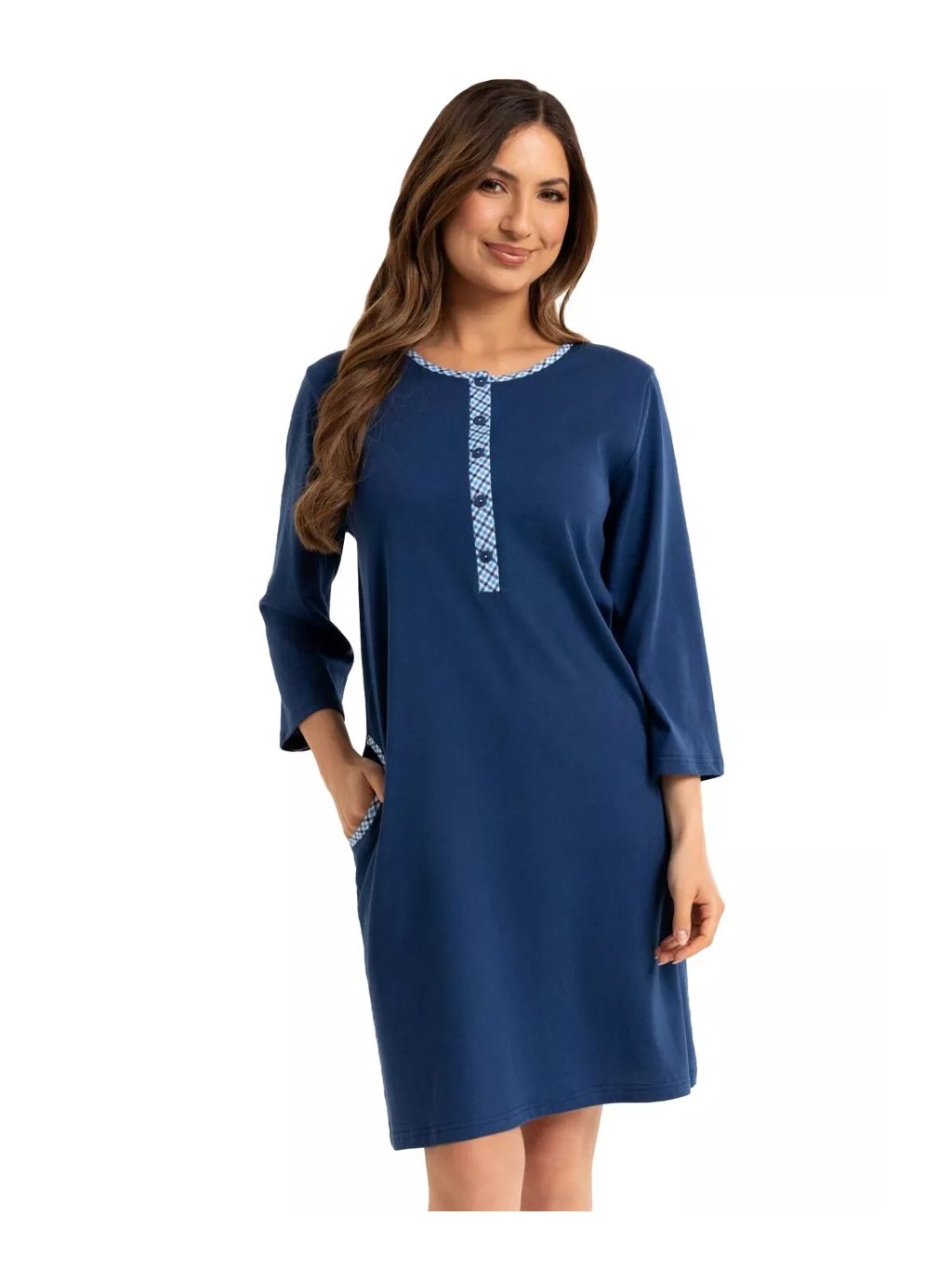 Dámská noční košile REGINA 165/52 – Pohodlí a elegance (Barva/Velikost <img KodProduktu="3816552H">granát (modrá) / 3XL)