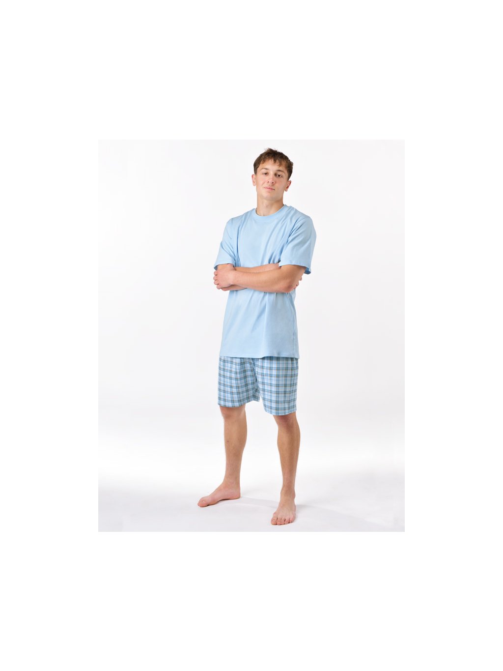 Pyžamo krátké pánské 79188P (Barva/Velikost <img KodProduktu="79188P">pomnenková, bílá / 4XL)