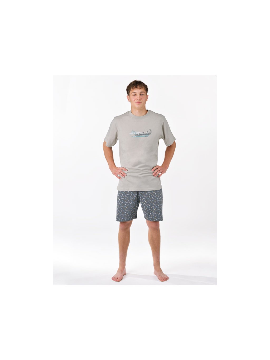Pyžamo krátké pánské 79190P (Barva/Velikost <img KodProduktu="79190P">sv. šedá, tm. šedá / 3XL)