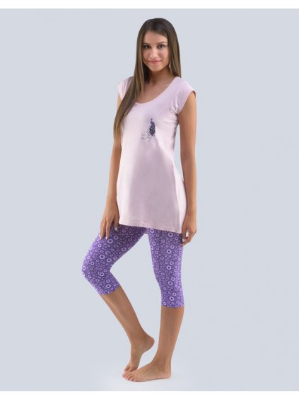Pyžamo 3/4 dámské 19104P (Barva/Velikost <img KodProduktu="19104P">fruktóza, tm. fialová / S)