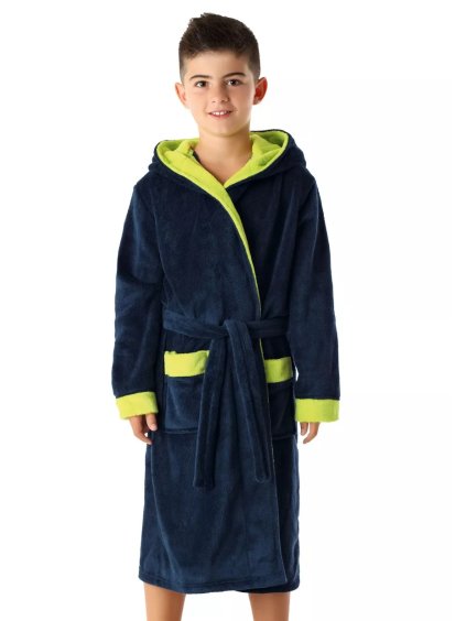 Chlapecký soft župan Delfino lime ENVIE (Barva/Velikost <img KodProduktu="1930100157H">modrá tmavá / 110/116)