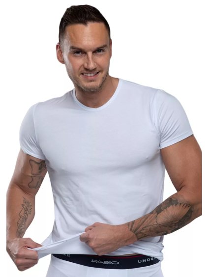 Pánské jednobarevné modalové tričko s krátkým rukávem 01/9-82/2 Fabio (Barva/Velikost <img KodProduktu="2101982002H">bílá / S/M)