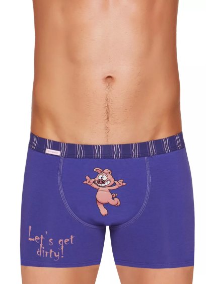 Pánské jednobarevné boxerky s obrázkem prasátka Fabio (Barva/Velikost <img KodProduktu="2117119216H">modrá / XL/XXL)