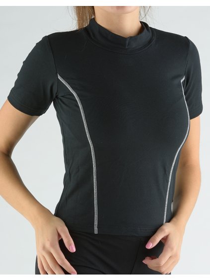 Tričko s krátkým rukávem a se stojáčkem zdobené kontrastním prošitím 98019P (Barva/Velikost <img KodProduktu="98019P">tm.popel, šedobílá / M)