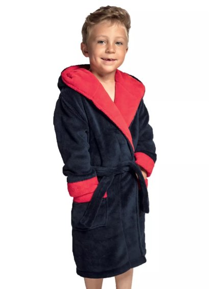 Chlapecký župan soft Delfino blue/red ENVIE (Barva/Velikost <img KodProduktu="1930100154H">granát (modrá) / 158/164)