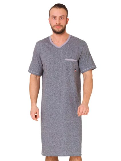 Pánská noční košile Baltazar 609/01 HOTBERG (Barva/Velikost <img KodProduktu="4060902H">šedá melír / 4XL)