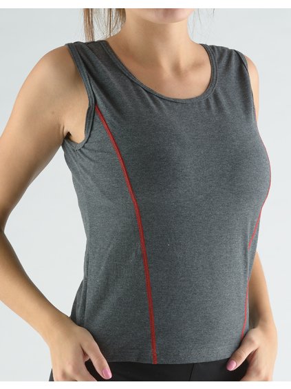 Tričko bez rukávů zdobené kontrastním prošitím 98021P (Barva/Velikost <img KodProduktu="98021P">tm.popel, písková / M)