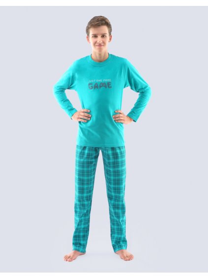 Pyžamo dlouhé chlapecké 69001P (Barva/Velikost <img KodProduktu="69001P">šalvěj, lahvová / 140/146)