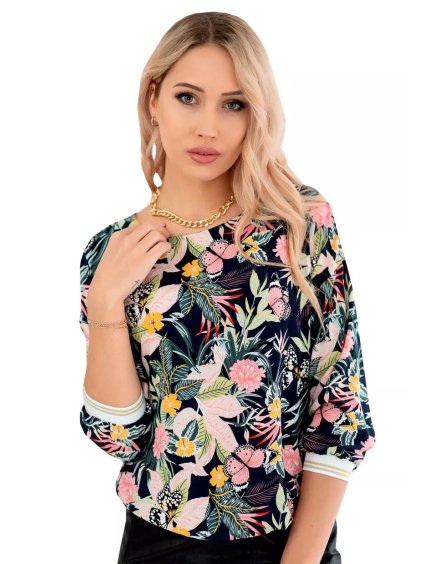Dámská vzorovaná halenka 1144T_03 Hajdan (Barva/Velikost <img KodProduktu="111144t03H">granát (modrá) / XXL/3XL)