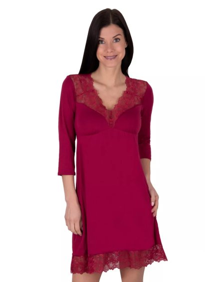 Dámská noční košile Anna bordo Babella (Barva/Velikost <img KodProduktu="350043htx35H">bordo (vínová) / S)