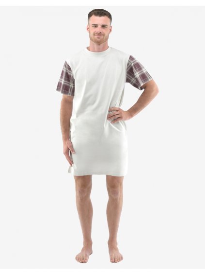 Výhodné balení 5 kusů - Košile noční pánská krátký rukáv 79146P (Barva/Velikost <img KodProduktu="79146P">sv. šedá, hypermangan / L)